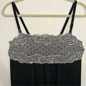 Soma Intimates Black LG Lace Cool Nights Babydoll With lace bodice & Mini Slip